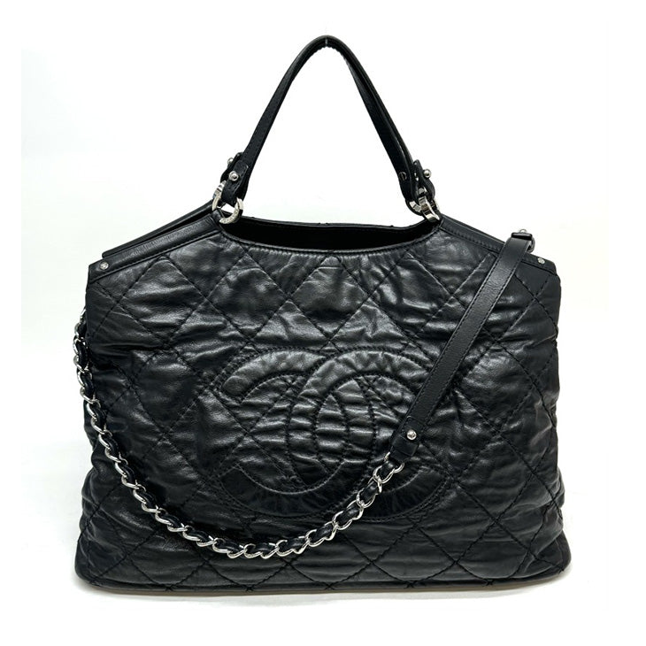 CHANEL シャネル　ワイルドステッチ　ハンドバッグ　マトラッセ　ブラック　黒 シャネル ハンドバッグ ワイルドステッチ カーフ ブラック