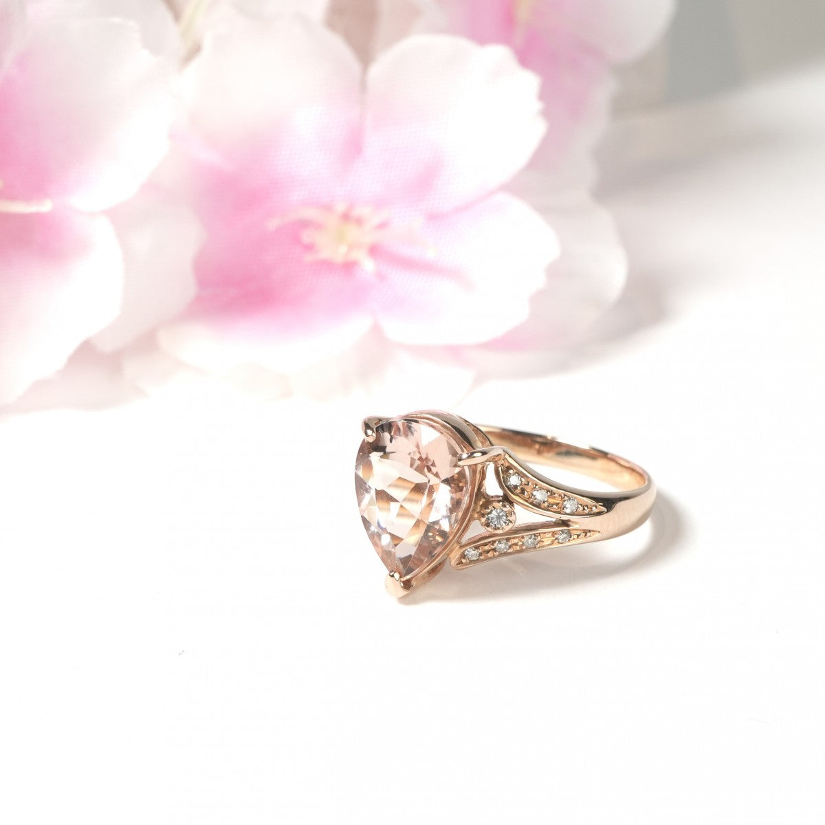 E*a様 K18 モルガナイト　リング モルガナイト 2.91ct ダイヤモンド 0.14ct K18 リング 指輪 – H3