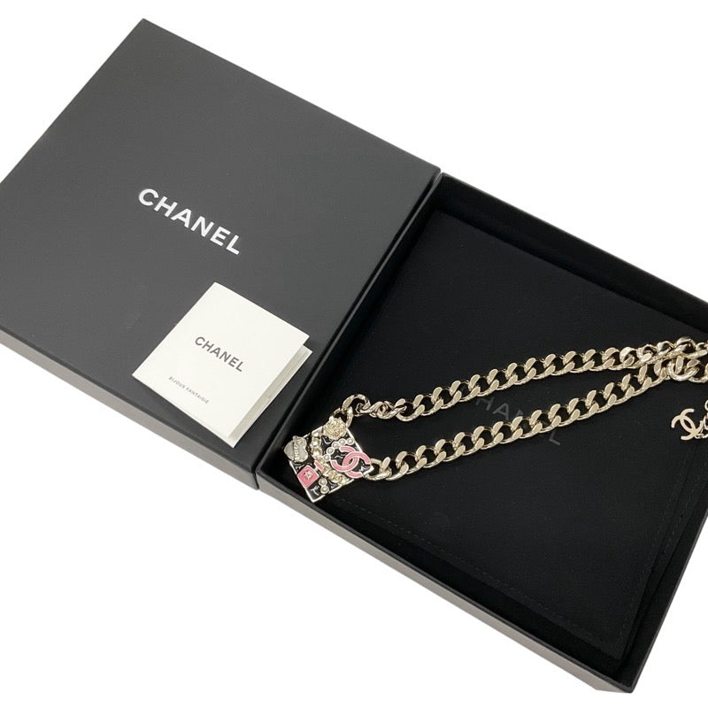 CHANEL 샤넬 목걸이 펜던트 초커 골드 블랙 핑크 Coco mark logo 체인