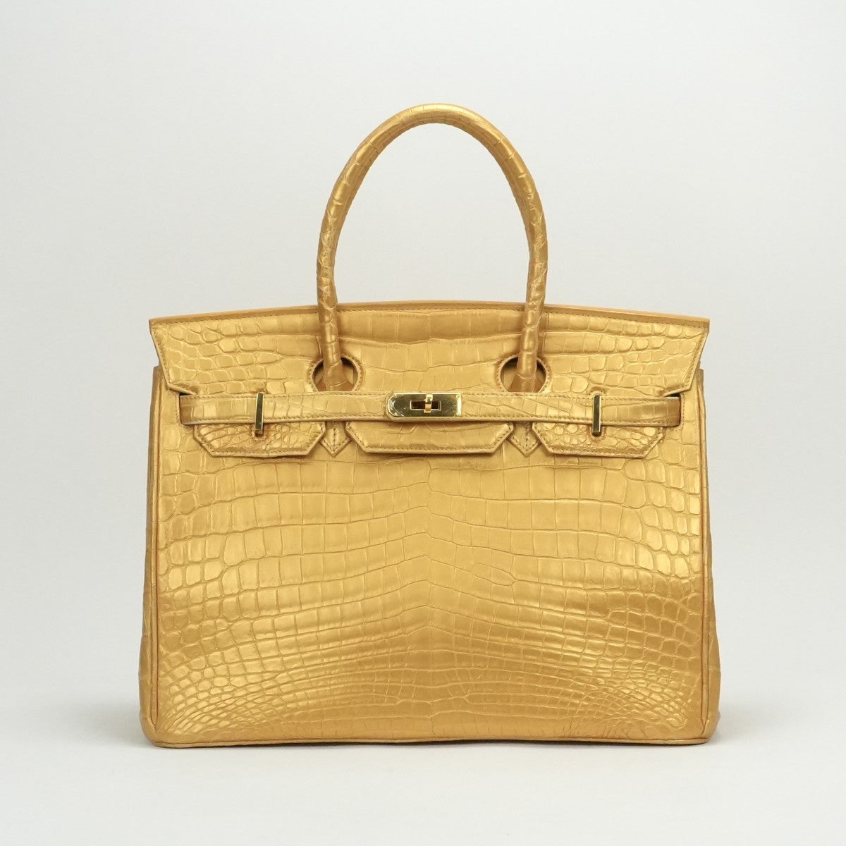 Henroon Bag, tote bag, crocodile, shiny crocodile, genuine leather, gold, gold fittings