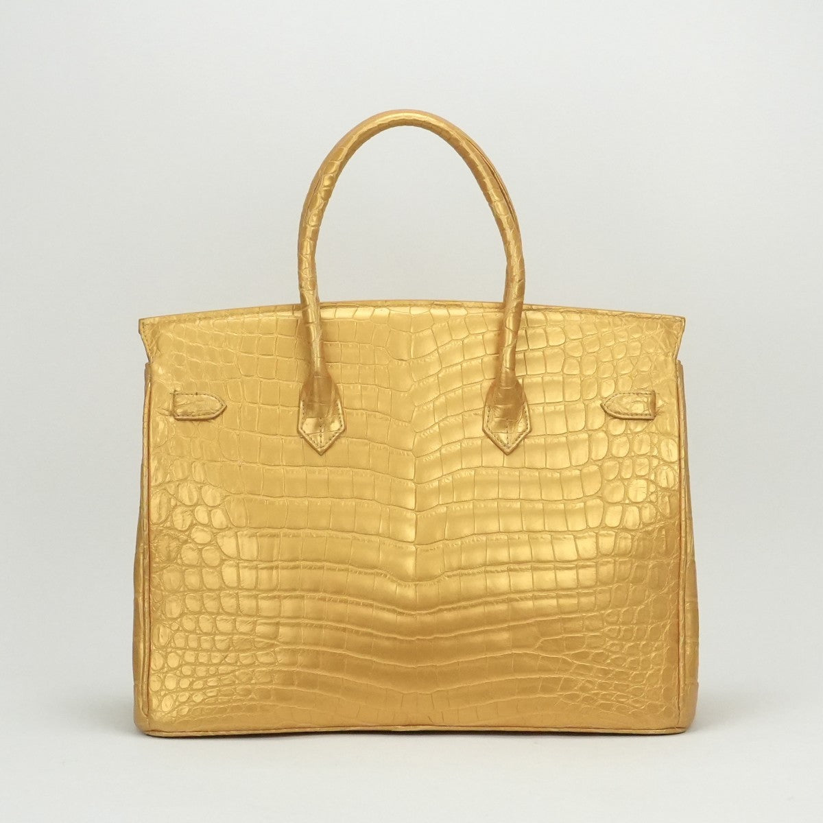 Henroon Bag, tote bag, crocodile, shiny crocodile, genuine leather, gold, gold fittings