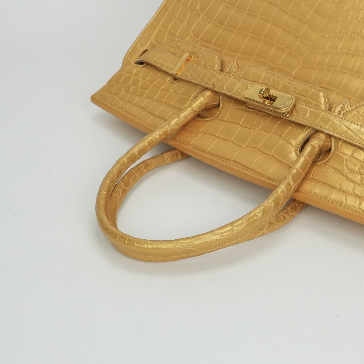 Henroon Bag, tote bag, crocodile, shiny crocodile, genuine leather, gold, gold fittings