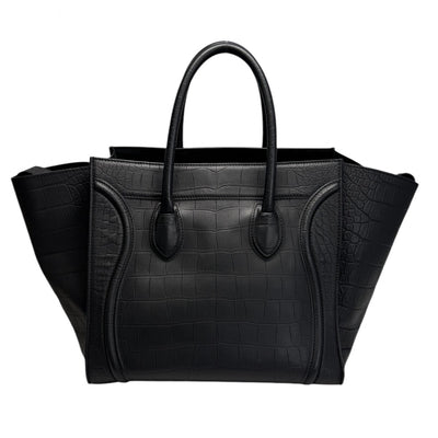 CELINE CELINE Luggage phantom Phantom luggage Bag, Tote Bag, Leather, Black, Black, Gold Hardware, Crocodile Embossed