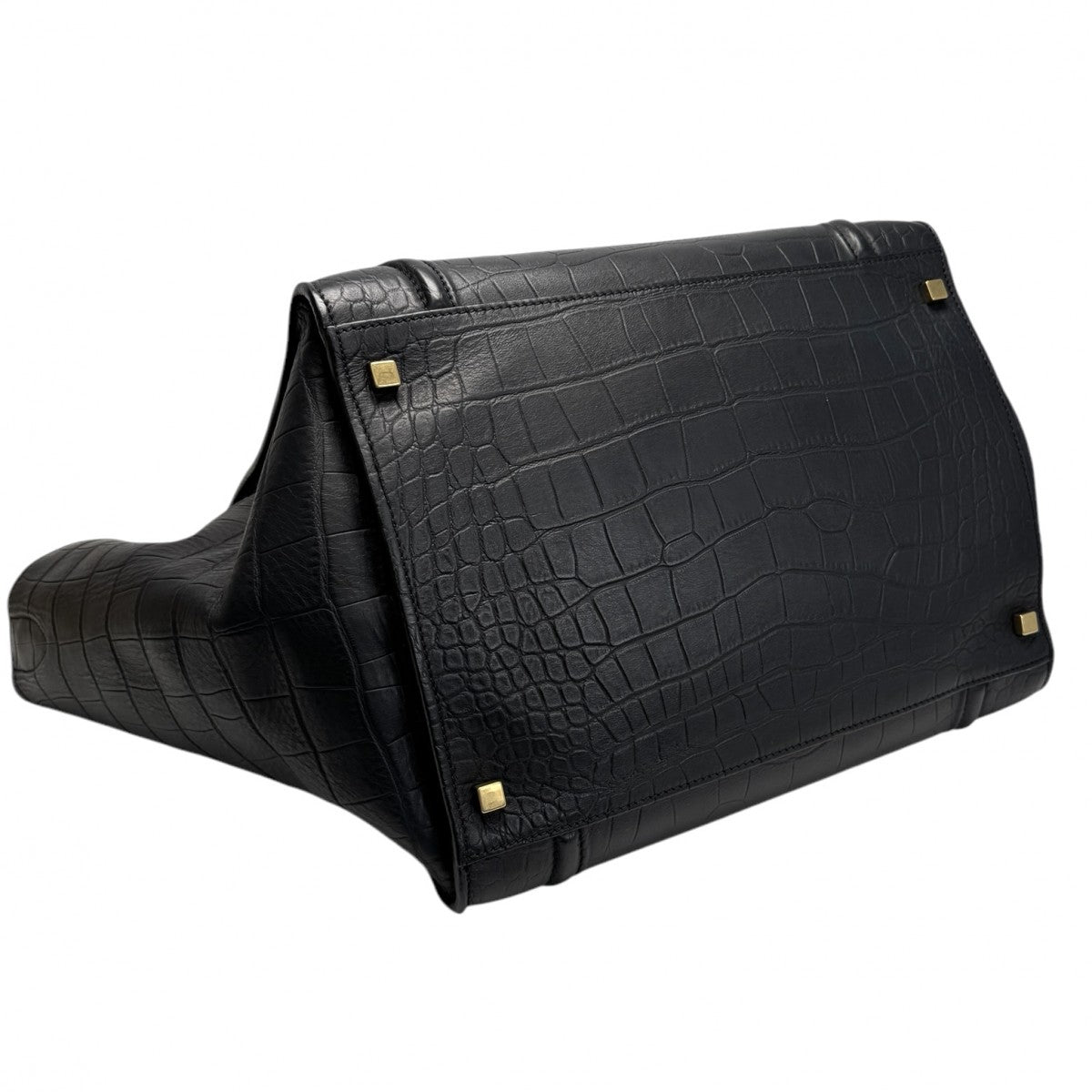 CELINE CELINE Luggage phantom Phantom luggage Bag, Tote Bag, Leather, Black, Black, Gold Hardware, Crocodile Embossed