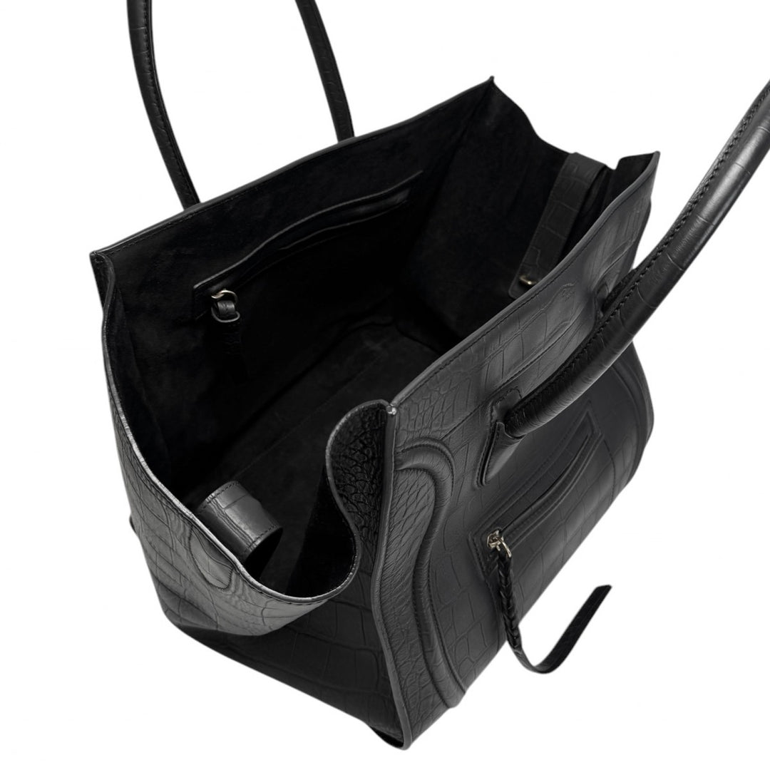 CELINE セリーヌ ラゲージ ファントム ブラック レザー トートバッグ 正規品 中古・古着通販】CELINE (セリーヌ) ラゲージ ファントム バッグ