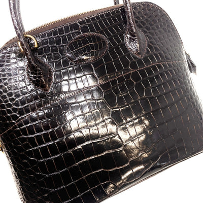 HERMES HERMES Bolide 31 Bolide 31 Bag, Tote Bag, Shoulder Bag, Polosus, Crocodile, Cocaon, Dark Brown, Brown, Gold Fittings