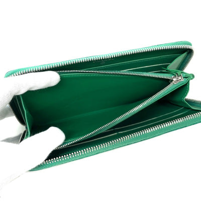 シャネル CHANEL クロコダイル グリーン 緑 シルバー金具 ラウンドファスナー ラウンドジップ ウォレット