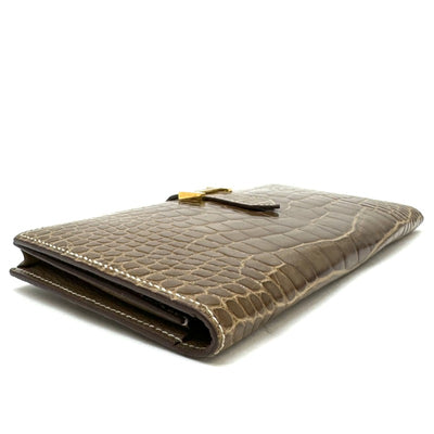 HERMES 爱马仕 B?arn soufflet Bearn soufflet 钱包长钱包长钱包鳄鱼鳄鱼棕色金色硬件