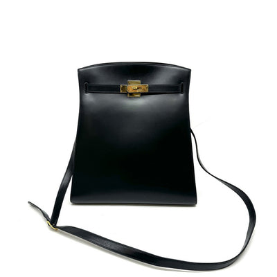 HERMES HERMES Kelly sport GM Kelly sport GM Bag Shoulder Bag Box Calf Noir Black Gold Metal Fittings