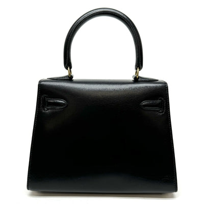 HERMES 헤르메스 Kelly 20 Kelly 20 Mini kelly 가방, 토트 백, 숄더백, 상자 송아지, 누아르, 검은 색, 금 피팅