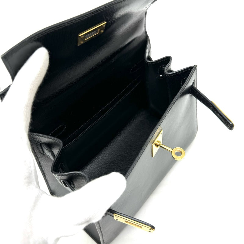 HERMES HERMES Kelly 20 Kelly 20 Mini kelly Bag, Tote Bag, Shoulder Bag, Box Calf, Noir, Black, Gold Fittings