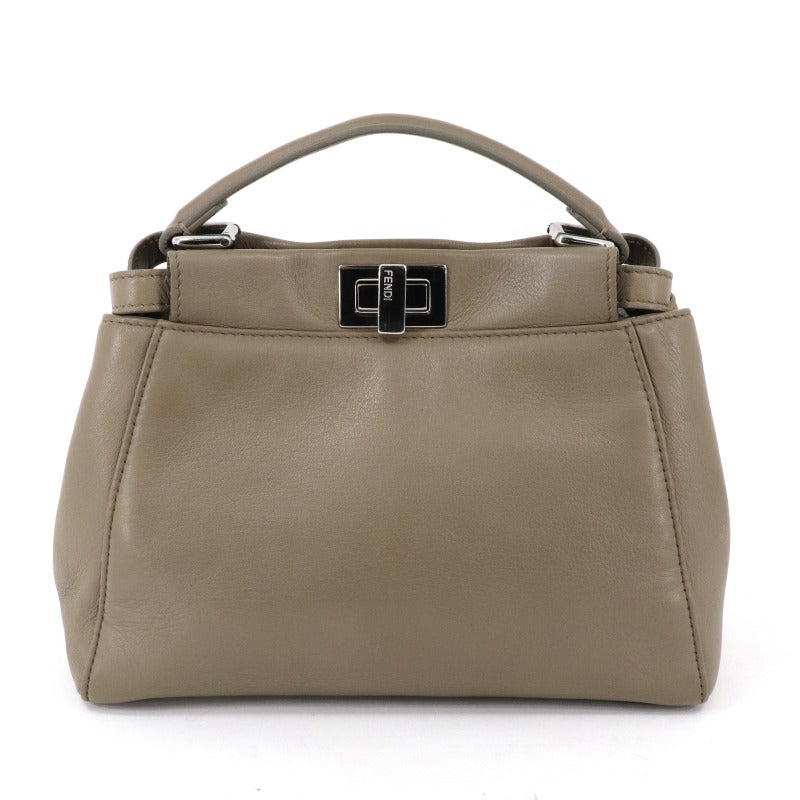 FENDI FENDI Peekaboo small Mini peekaboo Peekaboo mini Bag, Tote bag, Shoulder bag, Nappa leather, Beige, Greige, Silver hardware