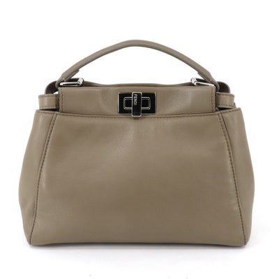 FENDI 펜디 Peekaboo small Mini peekaboo Peekaboo mini 가방, 토트 백, 숄더백, 나파 가죽, 베이지, 그레이지, 실버 하드웨어