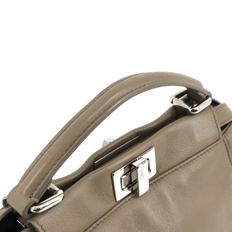 FENDI FENDI Peekaboo small Mini peekaboo Peekaboo mini Bag, Tote bag, Shoulder bag, Nappa leather, Beige, Greige, Silver hardware