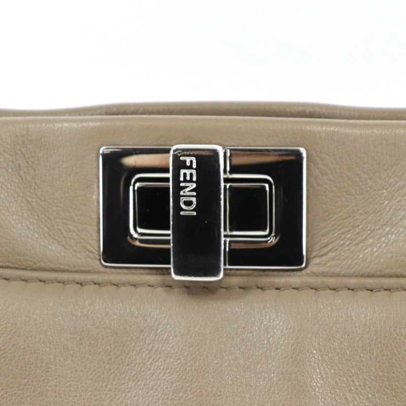 FENDI FENDI Peekaboo small Mini peekaboo Peekaboo mini Bag, Tote bag, Shoulder bag, Nappa leather, Beige, Greige, Silver hardware