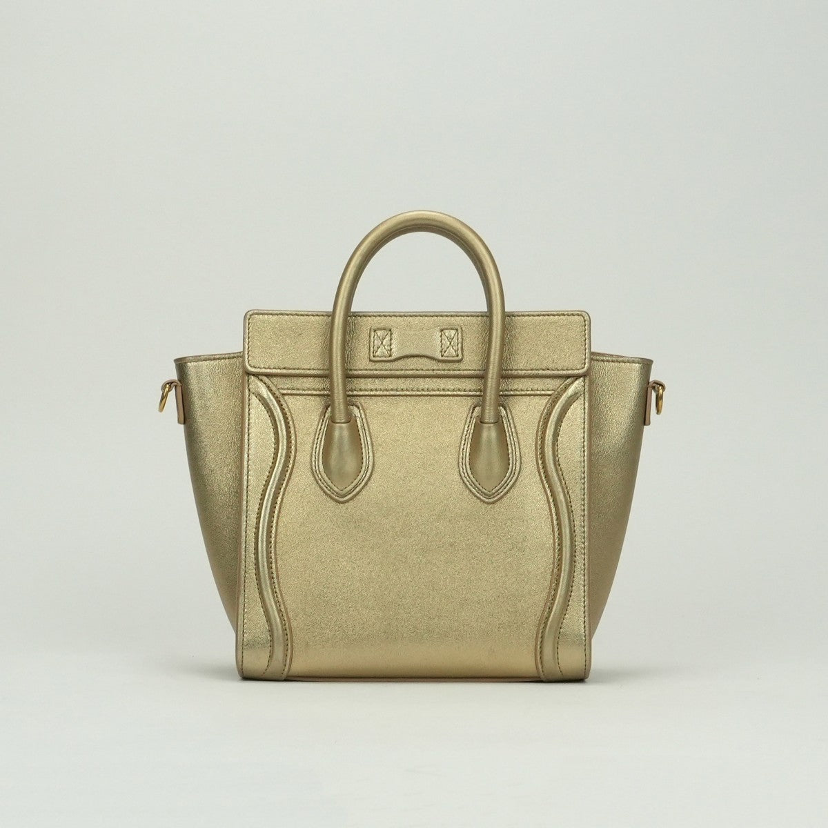 CELINE 셀린 Luggage nano Nano luggage Luggage nano 가방, 토트 백, 숄더백, 가죽, 금, 금 금속 피팅, 새로운 로고, 핸드백