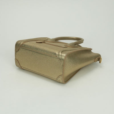 CELINE 셀린 Luggage nano Nano luggage Luggage nano 가방, 토트 백, 숄더백, 가죽, 금, 금 금속 피팅, 새로운 로고, 핸드백