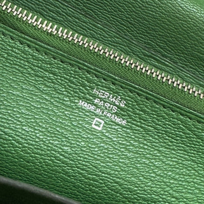 HERMES HERMES Kelly wallet guilloche Kelly wallet long Wallet Long Wallet Long Wallet Alligator Crocodile Green Green Silver Metal Fitting Exotic