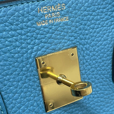 HERMES HERMES Birkin 35 Birkin 35 Tote bag Toryon Clemence Turquoise Blue Blue Gold hardware