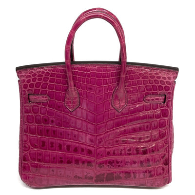 HERMES 爱马仕 Birkin 25 Birkin 25 袋手提袋nilotticus lise鳄鱼玫瑰cheherazade粉红色银色金属配件异国