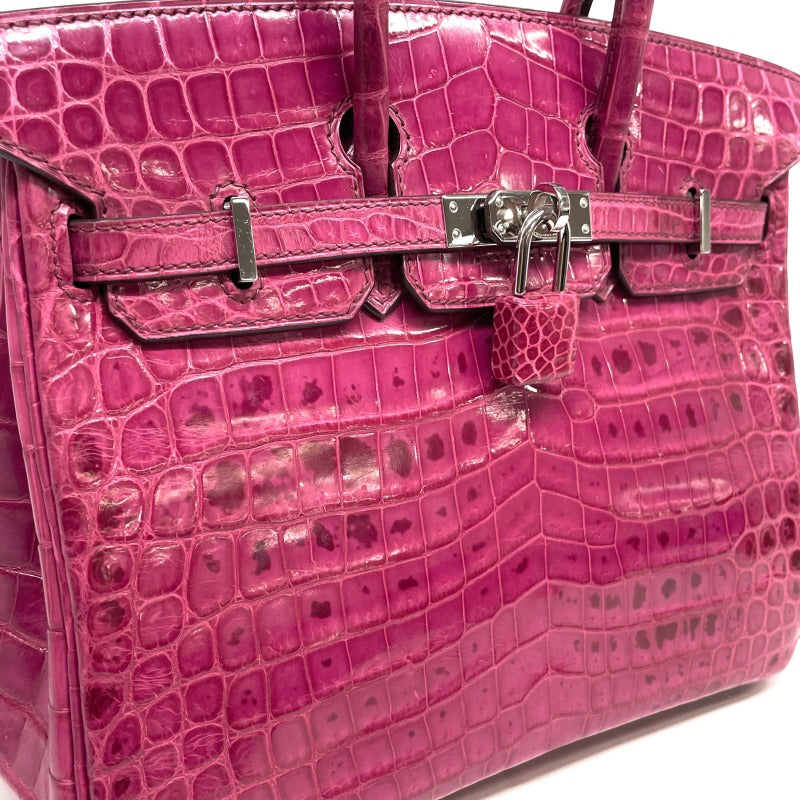 HERMES 헤르메스 Birkin 25 Birkin 25 가방 토트 가방 Nilotticus Lise 악어 장미 Cheherazade Pink Silver Metal Fitting Exotic