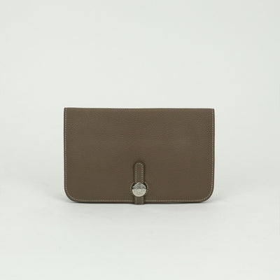 エルメス HERMES ドゴンGM ドゴン GM ドゴンデュオ 財布 長財布 ロングウォレット トリヨンクレマンス エトゥープ Etoupe グレー gray シルバー金具