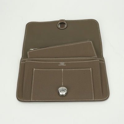 エルメス HERMES ドゴンGM ドゴン GM ドゴンデュオ 財布 長財布 ロングウォレット トリヨンクレマンス エトゥープ Etoupe グレー gray シルバー金具