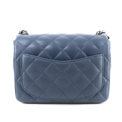 CHANEL CHANEL Matelass? Mini matelasse Mini mat Bag Shoulder Bag Lambskin Blue Silver Metal Fittings Chain Bag Coco Mark Turnlock