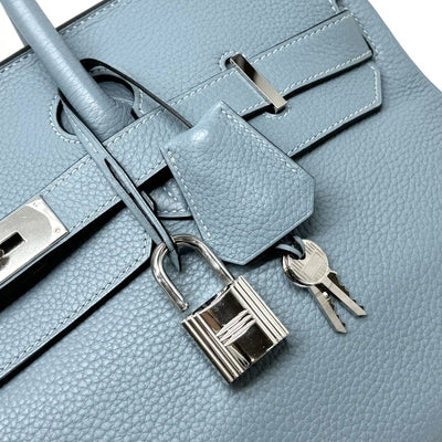 HERMES 爱马仕 Shoulder birkin 袋肩袋Torillon Clemence Ciel Ciel Blue Blue Silver Hardware