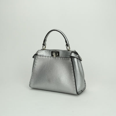 FENDI Fendi Peekaboo Serelia 가방 토트 가방 숄더백 가죽 가죽 은색 금속 피팅 핸드백