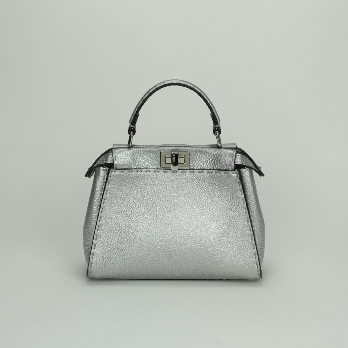 FENDI Fendi Peekaboo Serelia 가방 토트 가방 숄더백 가죽 가죽 은색 금속 피팅 핸드백