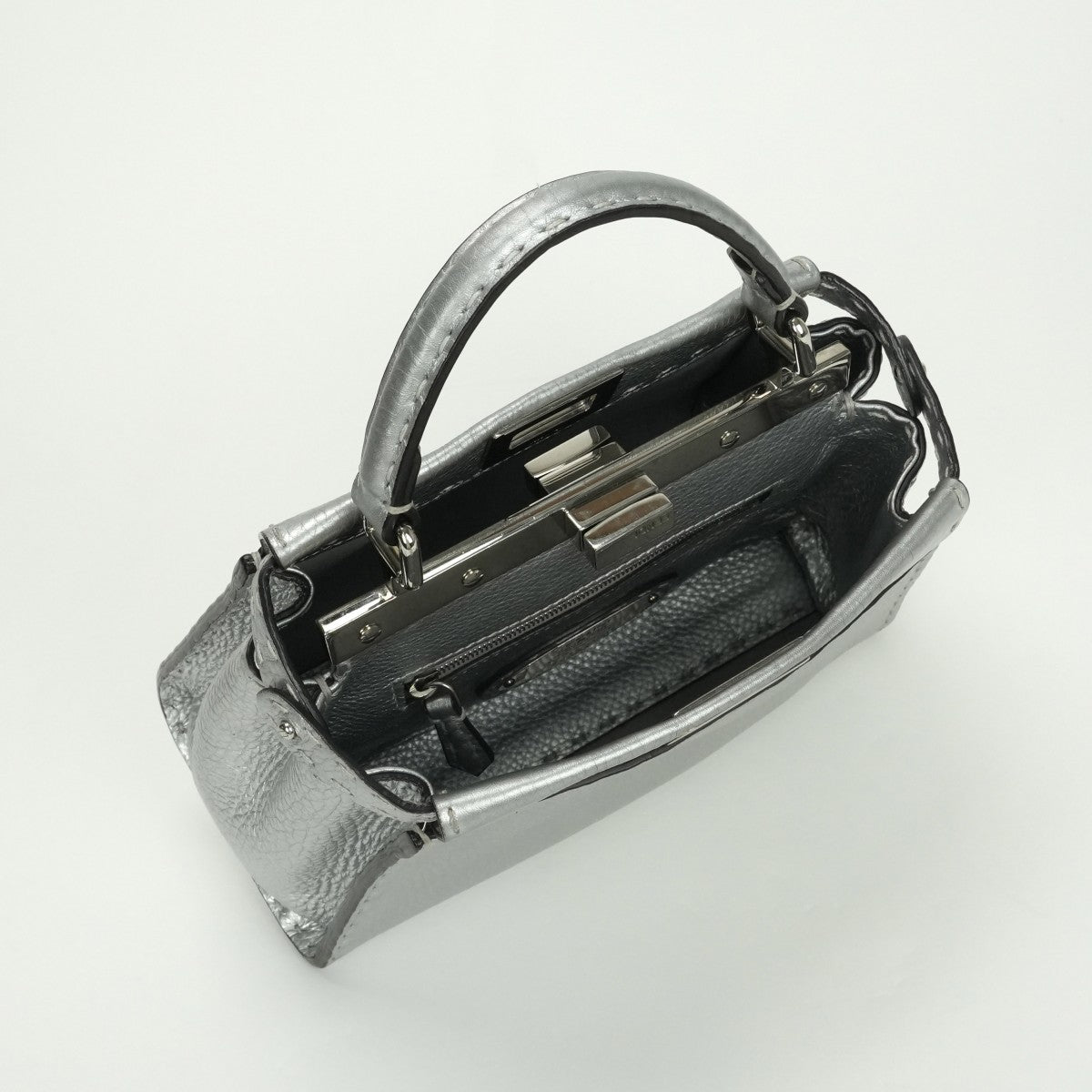 FENDI Fendi Peekaboo Serelia 가방 토트 가방 숄더백 가죽 가죽 은색 금속 피팅 핸드백
