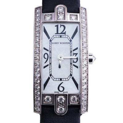 HARRY WINSTON Harry Winston Avenue C Mini Watch Wartwatch 750WG White White Avenue迷你白金钻石