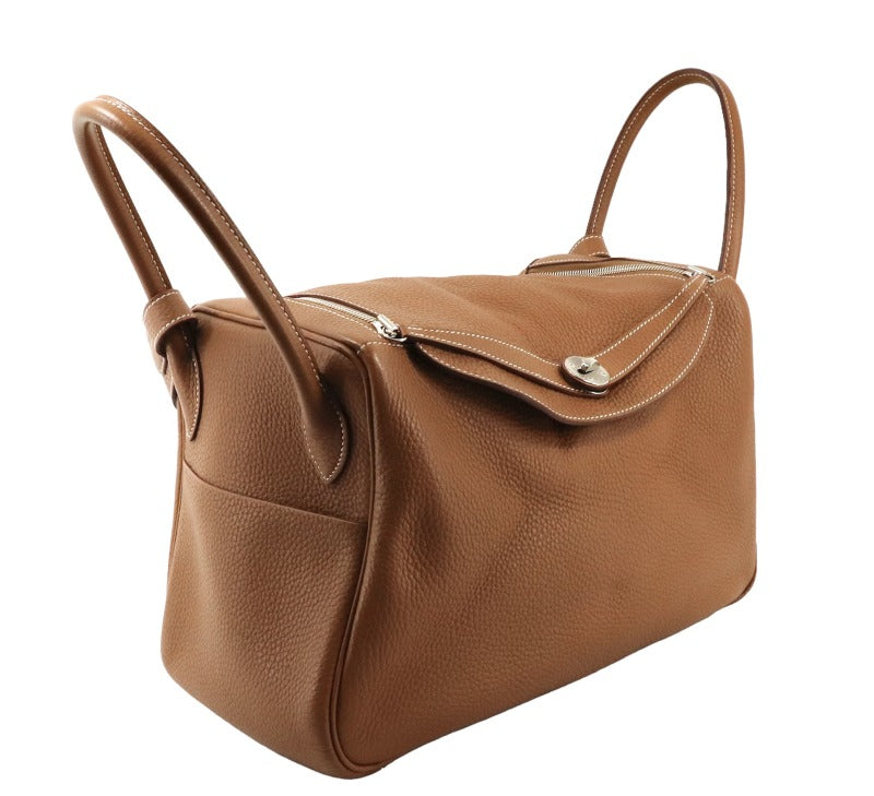 HERMES HERMES Lindy 34 Lindy 34 Bag, Tote bag, Shoulder bag, Toryon Clemence, Gold, Brown, Brown, Silver hardware