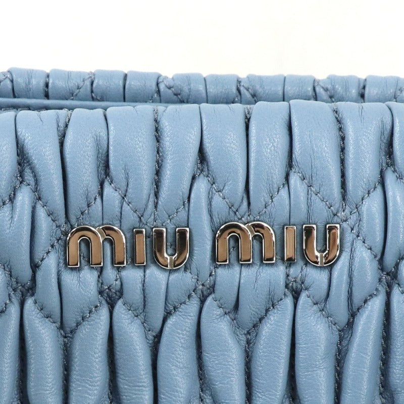 ミュウミュウ MIUMIU ナッパクリスタル マテラッセ バッグ トートバッグ ショルダーバッグ ナッパレザー ブルー 青 シルバー金具 ハンドバッグ