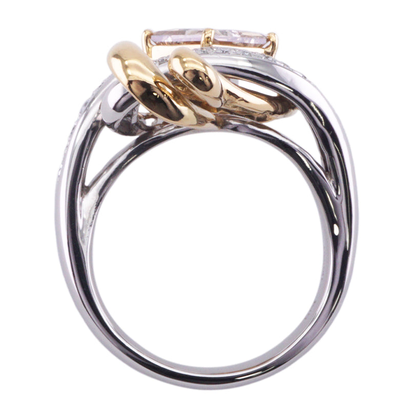 Ring pt900/k18/pme gold silver brown diamond ring