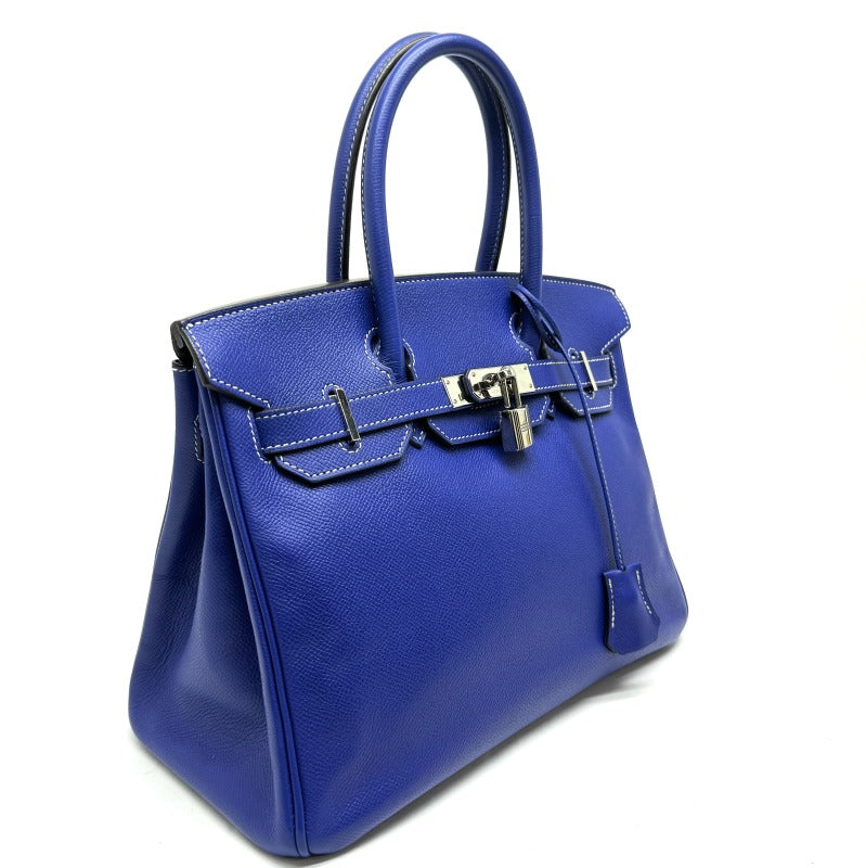 HERMES HERMES Birkin 30 Birkin 30 Candy Birkin Candy Birkin 30 Bag Tote Bag Epson Blue Electric Blue Izmir Blue Blue Silver Hardware Bicolor Vaugh Epson