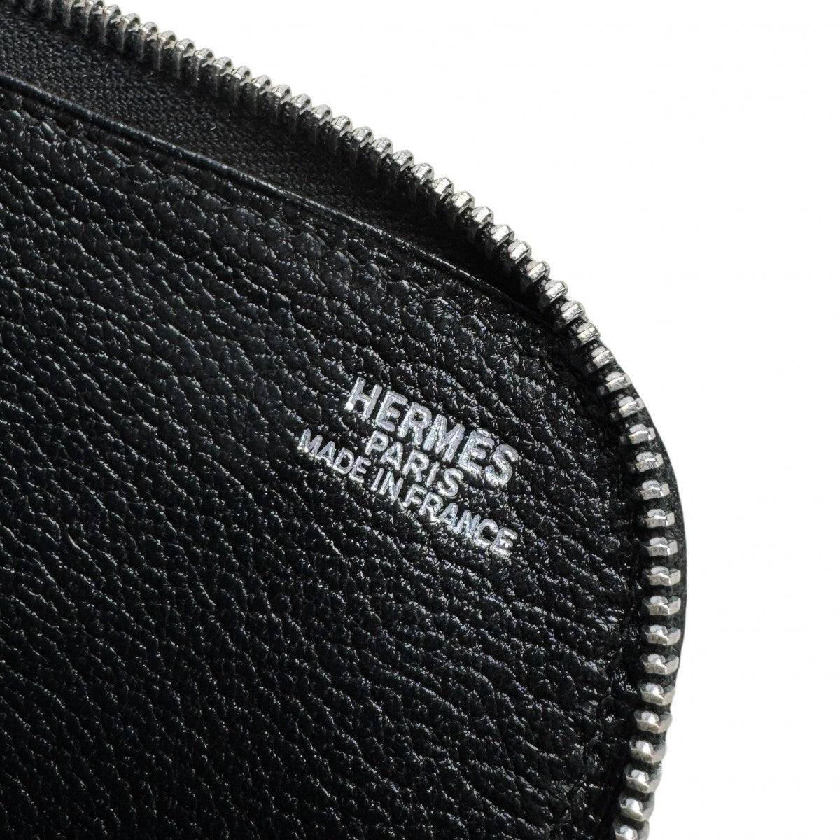 HERMES HERMES Wallet Coin Case Coin Purse Box Calf Noir Black Silver Metal Fittings Wallet Zip Leather