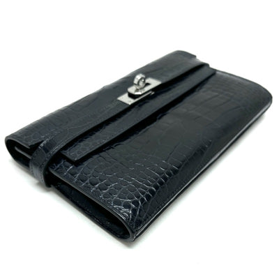 HERMES 爱马仕 Kelly wallet Kelly wallet long 钱包长钱包长钱包鳄鱼鳄鱼蓝色海洋蓝色银金属配件异国