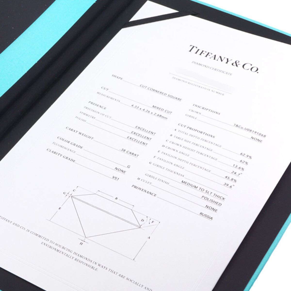 Tiffany & Co. TIFFANY&Co. Engagement Ring Tiffany & Co. True Diamond Platinum Tiffany & Co.True Diamond Ring Wedding Ring Marriage Ring Square Cut