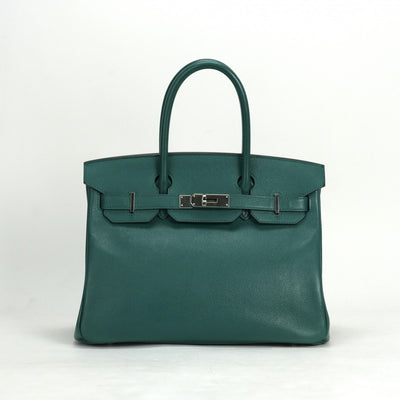 HERMES 爱马仕 Birkin 30 Birkin 30 袋子手提袋Epson玛丽雀绿色绿色银金属配件Vaugh Epson