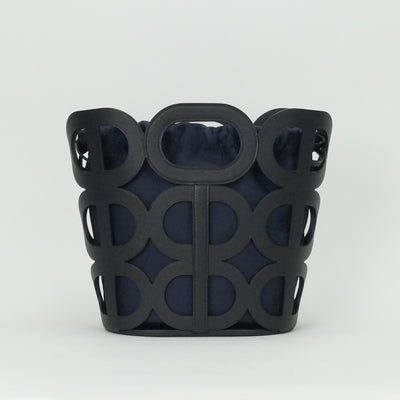 HERMES 爱马仕 Cha?ne d'ancre bag Chaine d'Ancre 袋手提袋夫人小牛丝绸丝绸黑色海军黑色海军篮子袋 Chaine d'Ancre