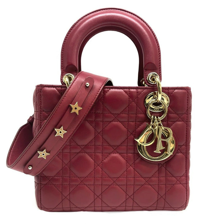 クリスチャンディオール CHRISTIAN DIOR レディディオール スモール MYABC LADY DIOR MY ABCDIOR スモールバッグ MYABC カナージュバッグ バッグ トートバッグ ショルダーバッグ ラムスキン レッド 赤 ゴールド金具