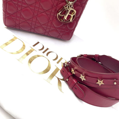 クリスチャンディオール CHRISTIAN DIOR レディディオール スモール MYABC LADY DIOR MY ABCDIOR スモールバッグ MYABC カナージュバッグ バッグ トートバッグ ショルダーバッグ ラムスキン レッド 赤 ゴールド金具