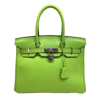 HERMES HERMES Birkin 30 Birkin 30 Bag Tote Bag Evercalf Apple Green Green Green Silver Metal Fittings Evercalf Handbag