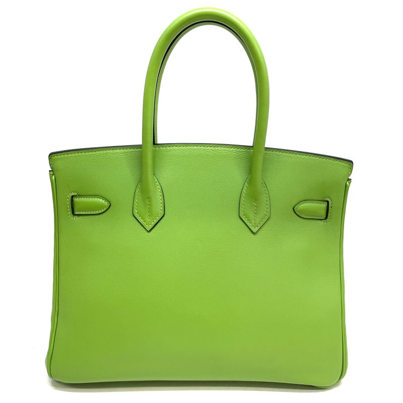 HERMES 헤르메스 Birkin 30 Birkin 30 가방 토트 가방 에버 콜 사과 녹색 녹색 녹색 실버 메탈 피팅 Evercalf 핸드백