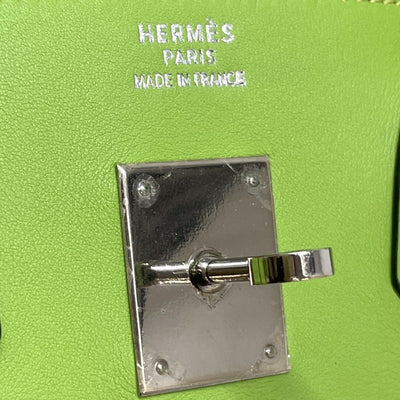 HERMES 헤르메스 Birkin 30 Birkin 30 가방 토트 가방 에버 콜 사과 녹색 녹색 녹색 실버 메탈 피팅 Evercalf 핸드백