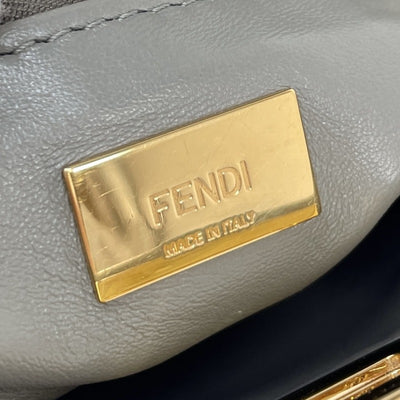 FENDI 芬迪 Peekaboo small Mini peekaboo Peekaboo mini 袋，手提袋，肩膀袋，纳帕皮革，灰色，金色硬件，手提包