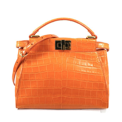 FENDI FENDI Peekaboo small Mini peekaboo Peekaboo mini Bag, Tote Bag, Shoulder Bag, Crocodile, Orange, Gold Hardware, Exotic