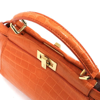 FENDI FENDI Peekaboo small Mini peekaboo Peekaboo mini Bag, Tote Bag, Shoulder Bag, Crocodile, Orange, Gold Hardware, Exotic